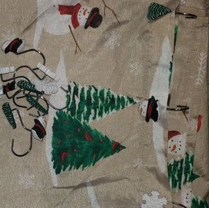Christmas shower curtain with hooks